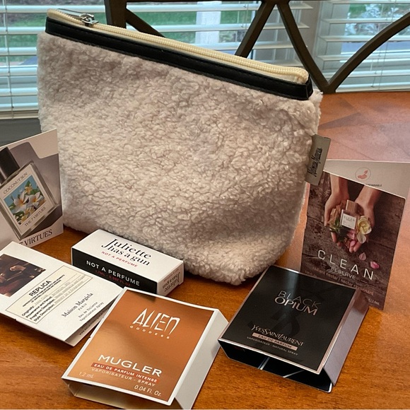 Dior Other - SHEEPSKIN SUEDE MAKEUP BAG WITH SMAPLE MINIS.  NEIMAN MARCUS NEW